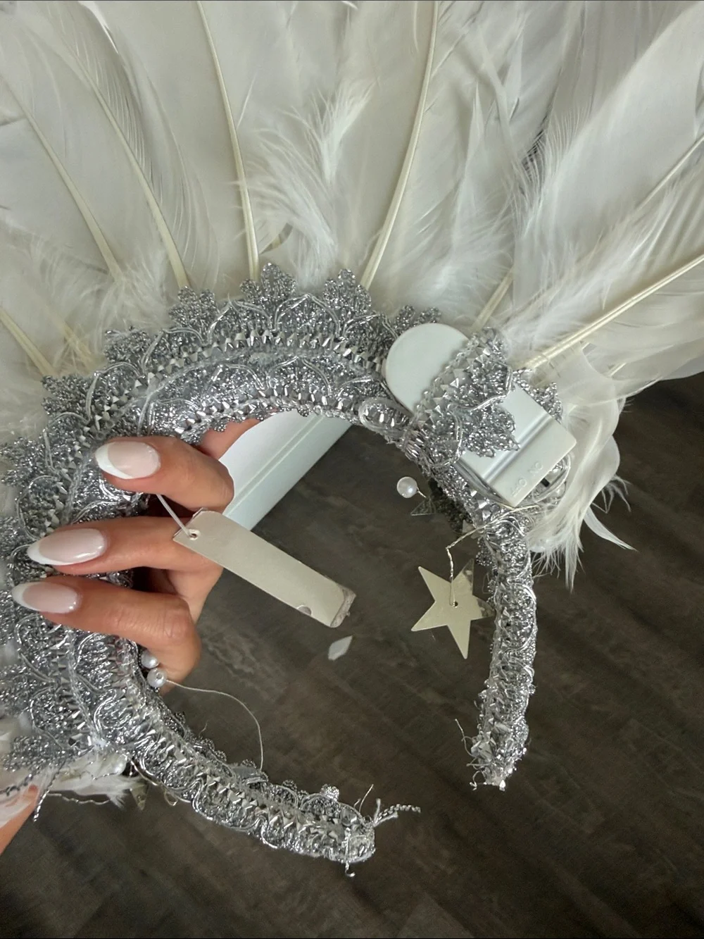 White Feather & Sequin Star Headband for Kids